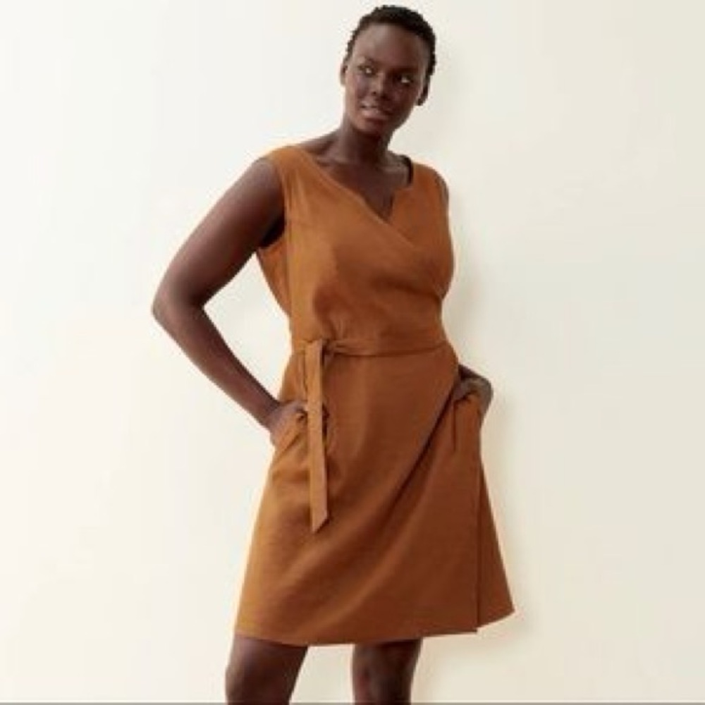 ADAY Wind Down Wrap Dress. Pecan. Size S
